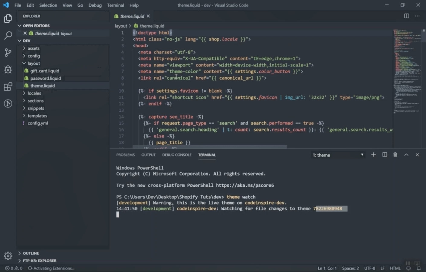 Using ThemeKit Watch Command for Shopify Theme Development 2